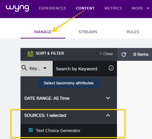 How do I build a Text Choice Generator experience? | Wyng