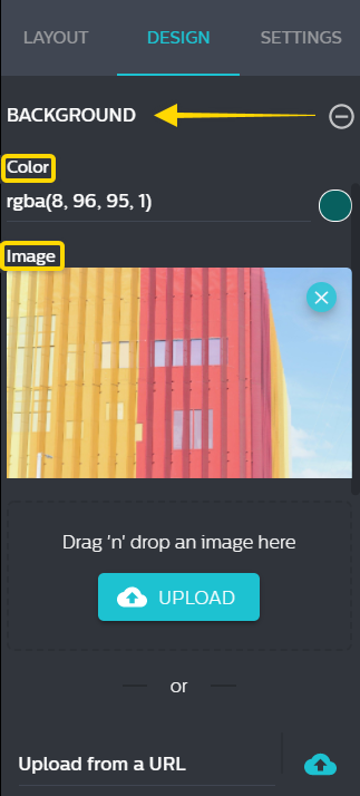 What are the background image handling options within the Experience ...